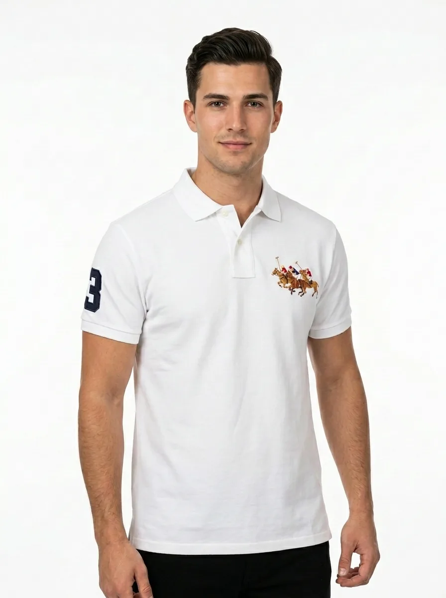talla L - Ralph Lauren blanco triple-polo 1 Camisero Ralph L - Imagen 1