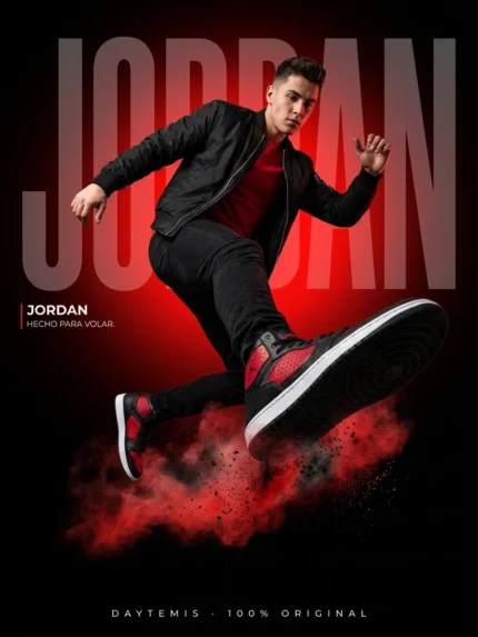 Jordan Access Black Red póster editorial Daytemis