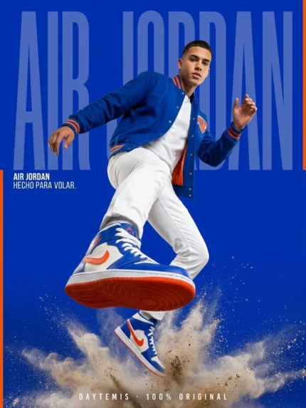 Air Jordan 1 Mid Knicks póster editorial Daytemis