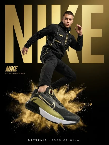 Nike Air Max 2090 Black Gold póster editorial Daytemis