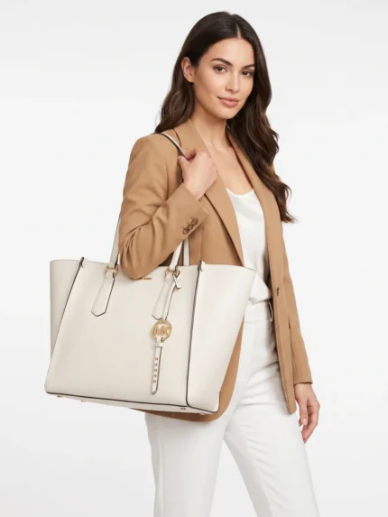 Tote Michael Kors blanco en modelo - Daytemis