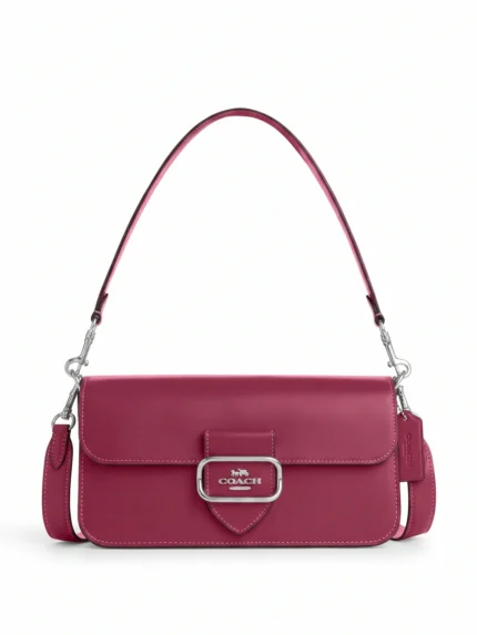 Cartera Coach Morgan Shoulder Bag magenta cuero liso herraje plateado