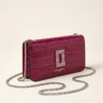 Cartera Karl Lagerfeld croco fucsia flap crossbody