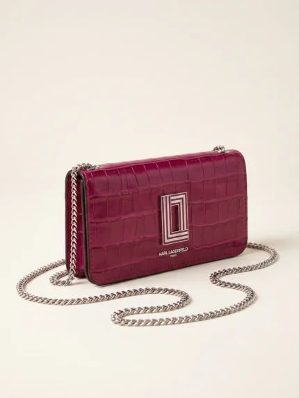 Cartera Karl Lagerfeld croco fucsia flap crossbody