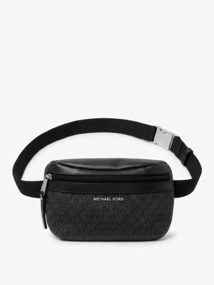 Cangurera deportiva Michael Kors Signature negra con hebilla clip