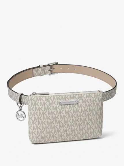 Cangurera Michael Kors Signature vainilla con dije MK