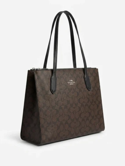 Tote Coach Signature marron con asas negras