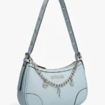 Cartera Guess baguette celeste con cadena de dijes