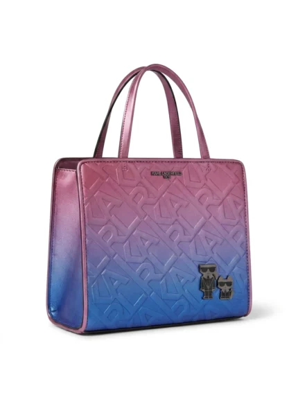 Cartera Karl Lagerfeld degrade rosa azul con monograma en relieve