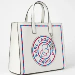 Tote Karl Lagerfeld blanco con sello Ikonik bordado