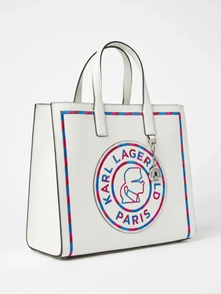 Tote Karl Lagerfeld blanco con sello Ikonik bordado