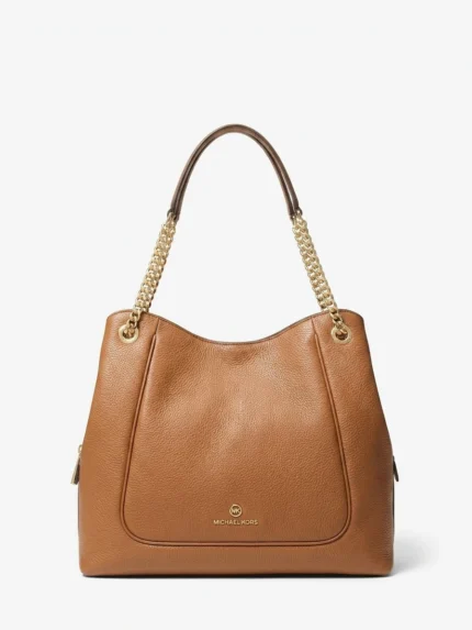 Bolso Michael Kors cuero luggage con asas de cadena dorada