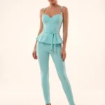 Conjunto EDYAN P217 turquesa, top y pantalón vendidos por separado