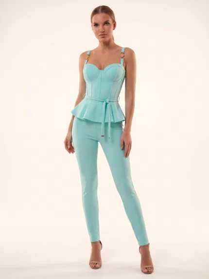 Conjunto EDYAN P217 turquesa, top y pantalón vendidos por separado