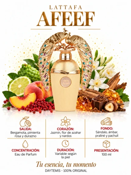 Notas olfativas de afeef, presentación de 100 ml
