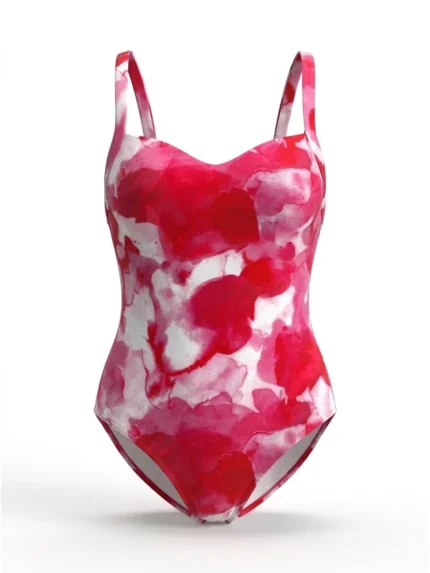 Traje de baño estampado acuarela rosa