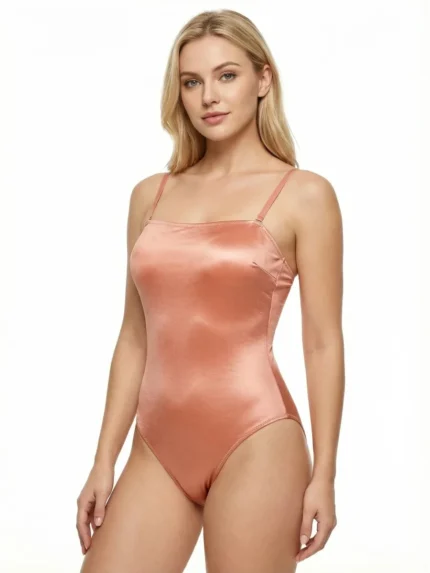 Traje de baño cobre satinado con lazo