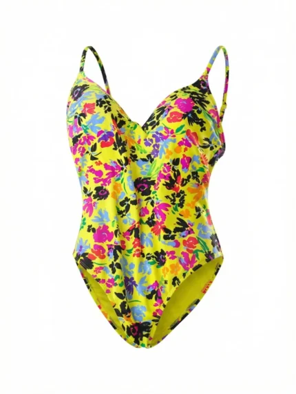 Traje de baño amarillo floral