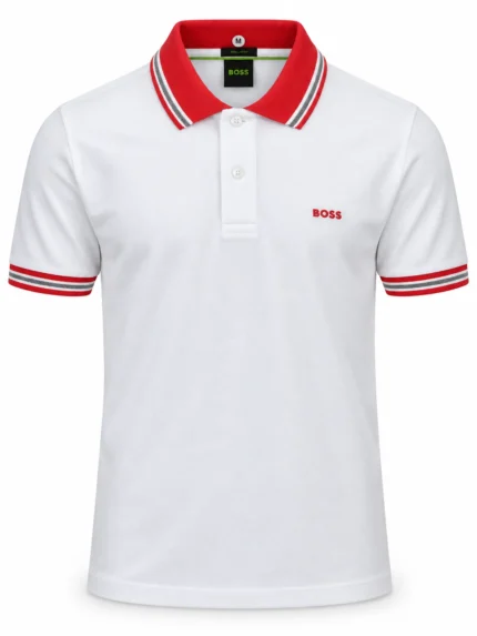 Camisero Boss blanco con cuello rojo — fantasma