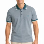 Camisero BOSS jaspeado con cuello petróleo — frontal