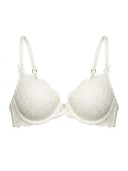 Brasier Victoria’s Secret blanco de encaje — 32C — fantasma frente