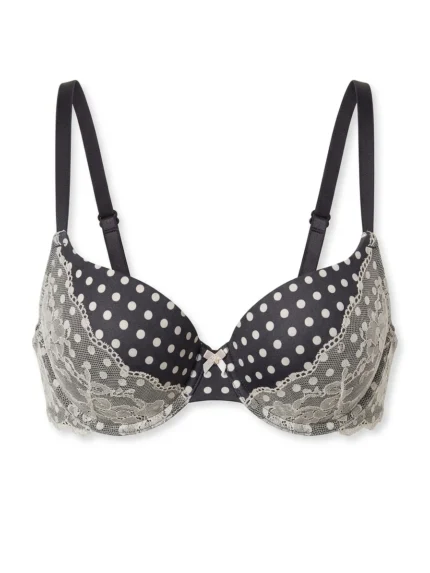 Brasier gris de lunares blancos — 32D — fantasma frente