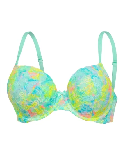 Brasier aqua multicolor de encaje — 38D — fantasma frente