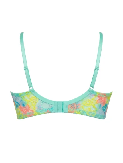 Brasier aqua multicolor de encaje — 38D — fantasma espalda