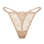 Calzón de encaje beige con tiras — L — fantasma frente