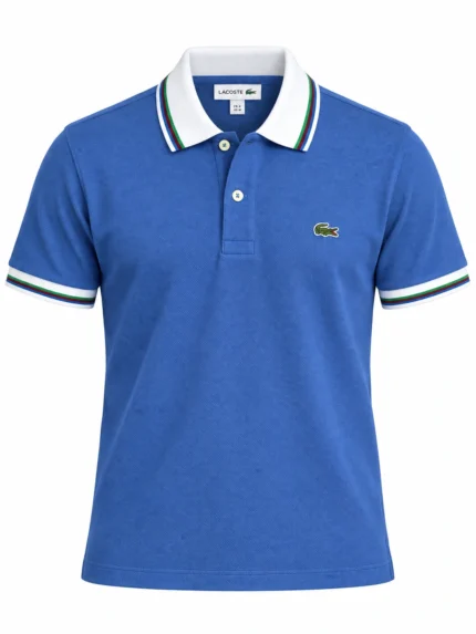 Camisero Lacoste azul con cuello blanco — fantasma