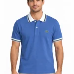 Camisero Lacoste azul con cuello blanco — frontal