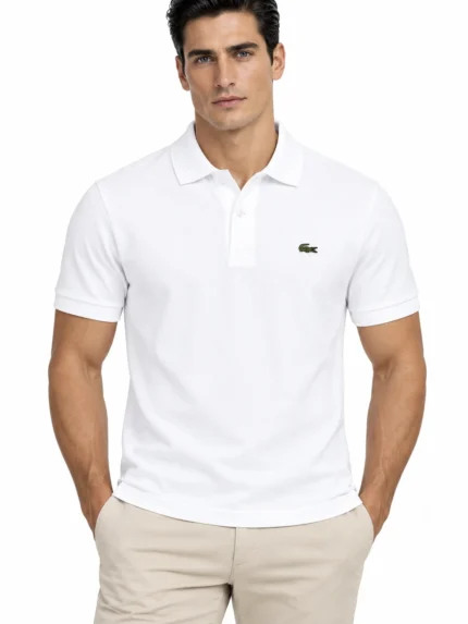Camisero Lacoste blanco clásico — frontal