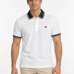 Camisero Lacoste blanco con cuello en contraste — frontal