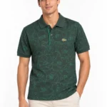 Camisero Lacoste verde estampado — frontal
