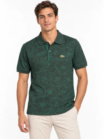 Camisero Lacoste verde estampado — frontal