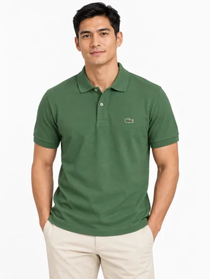 Camisero Lacoste verde liso — frontal