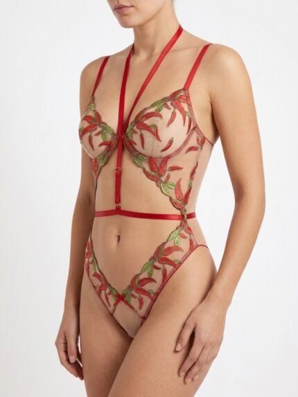 Body rojo bordado — vista principal