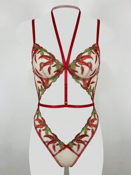 Body rojo bordado — vista adicional