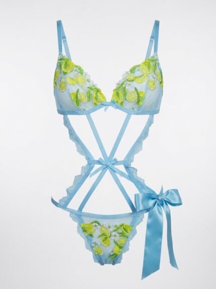 Body celeste con bordado amarillo — vista adicional