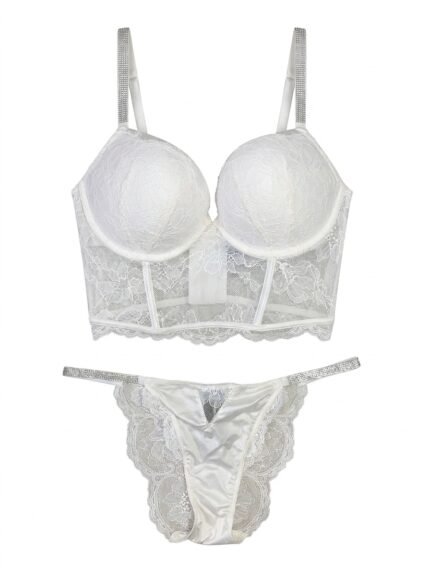 Conjunto bustier blanco con tiras brillantes — vista adicional