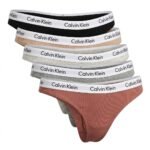 Pack de 5 calzones Calvin Klein cintura blanca tonos neutros — M — fantasma frente
