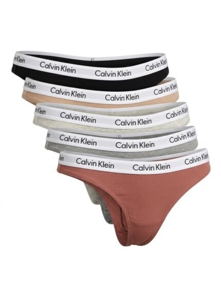 Pack de 5 calzones Calvin Klein cintura blanca tonos neutros — M — fantasma frente