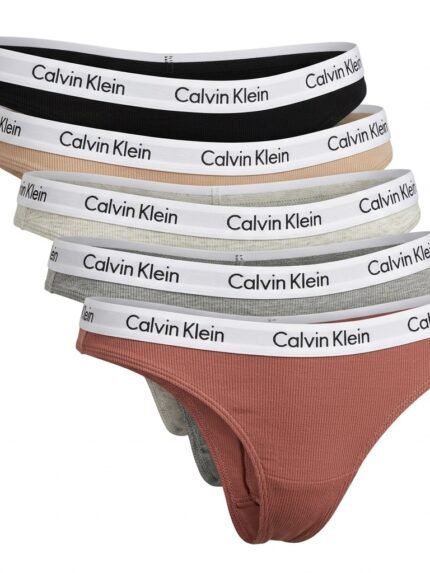 Pack de 5 calzones Calvin Klein cintura blanca tonos neutros — M — fantasma frente