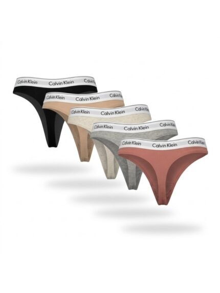Pack de 5 calzones Calvin Klein cintura blanca tonos neutros — M — fantasma espalda