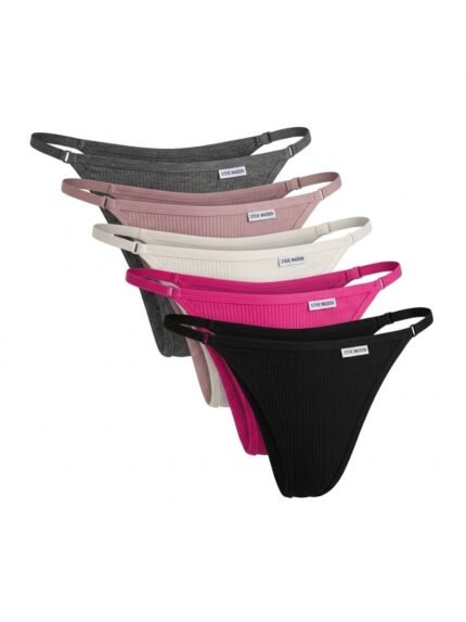 Pack de 5 calzones Steve Madden tiras laterales gris, rosa, marfil, fucsia y negro — M — fantasma frente