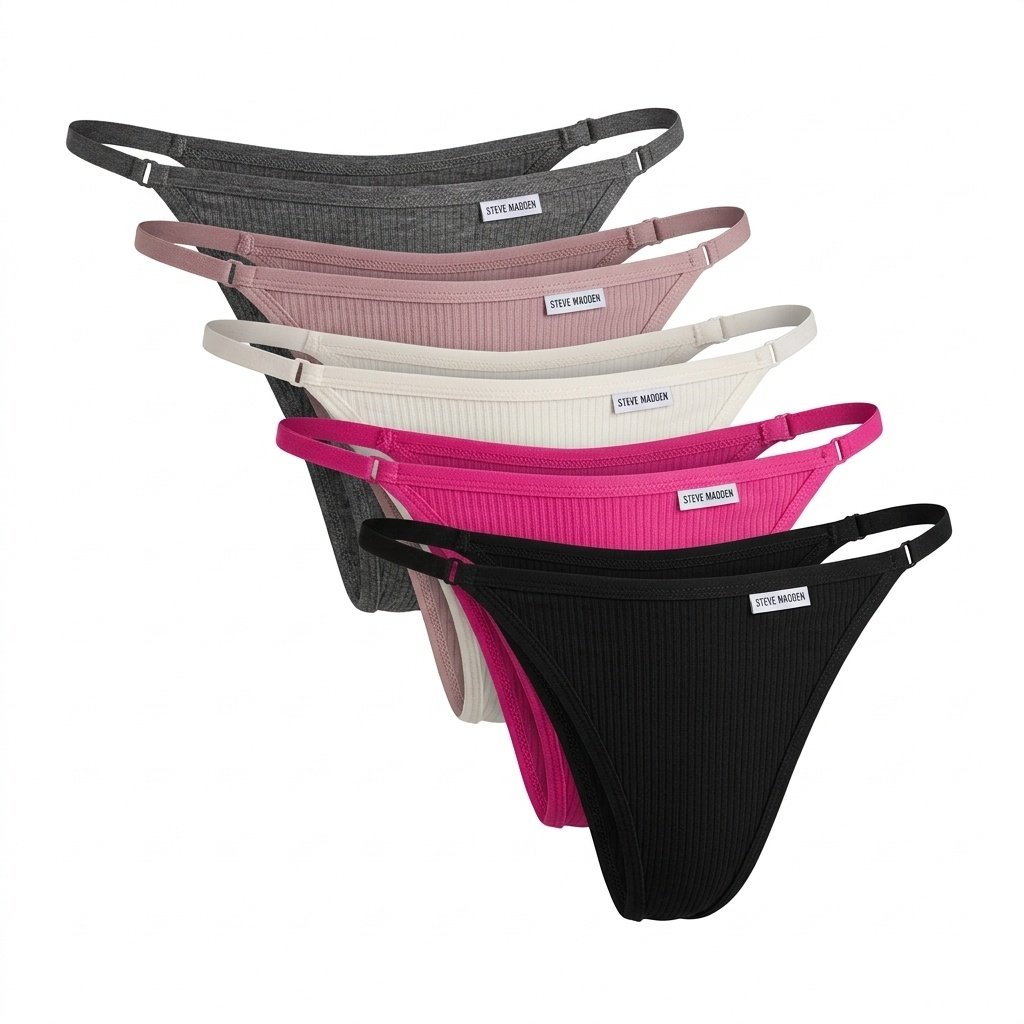 daytemis-m-20261017-m-02-01-fantasma-frente Pack de 5 calzones Steve Madden tiras laterales gris, rosa, marfil, fucsia y negro — M — fantasma frente