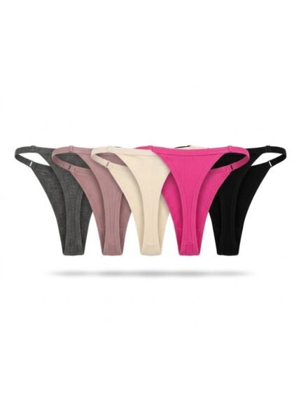 Pack de 5 calzones Steve Madden tiras laterales gris, rosa, marfil, fucsia y negro — M — fantasma espalda