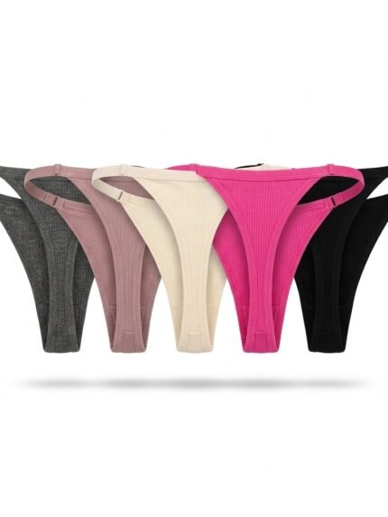 Pack de 5 calzones Steve Madden tiras laterales gris, rosa, marfil, fucsia y negro — M — fantasma espalda