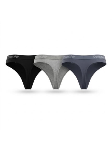 Pack de 3 calzones Calvin Klein negro, gris y azul pizarra — M — fantasma espalda