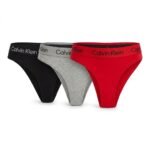 Pack de 3 calzones Calvin Klein negro, gris y rojo letras negras — M — fantasma frente